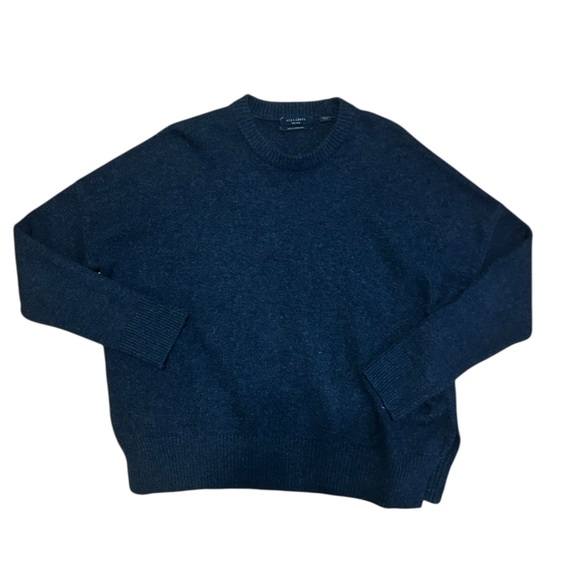 All Saints 100% Cashmere Knit Pullover Sweater Size Medium Dark Gray Crewneck - Picture 1 of 6